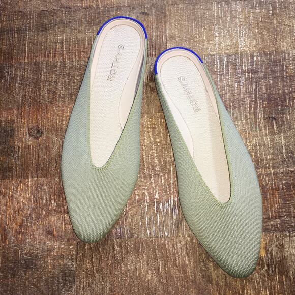 Rothys Almond Demi Shoe Womens 8.5 Mule Cedar Green Slipon Heritage Classic Flat - Picture 1 of 10